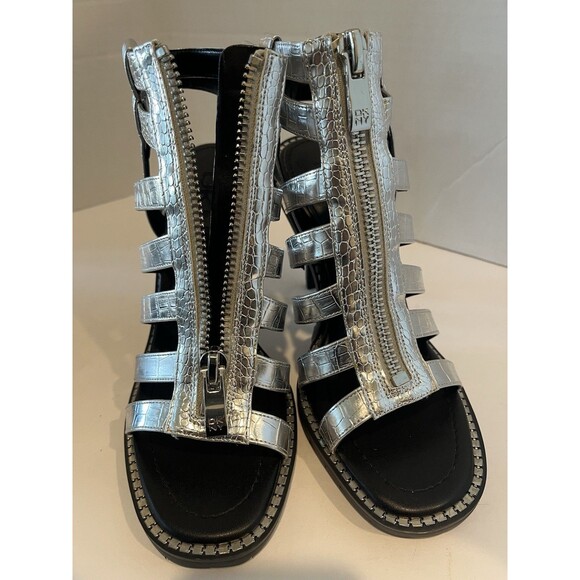 NWT  DKNY Silver Caged Rugged Platform Ralina Stiletto Women Sandals 8M - Picture 9 of 14